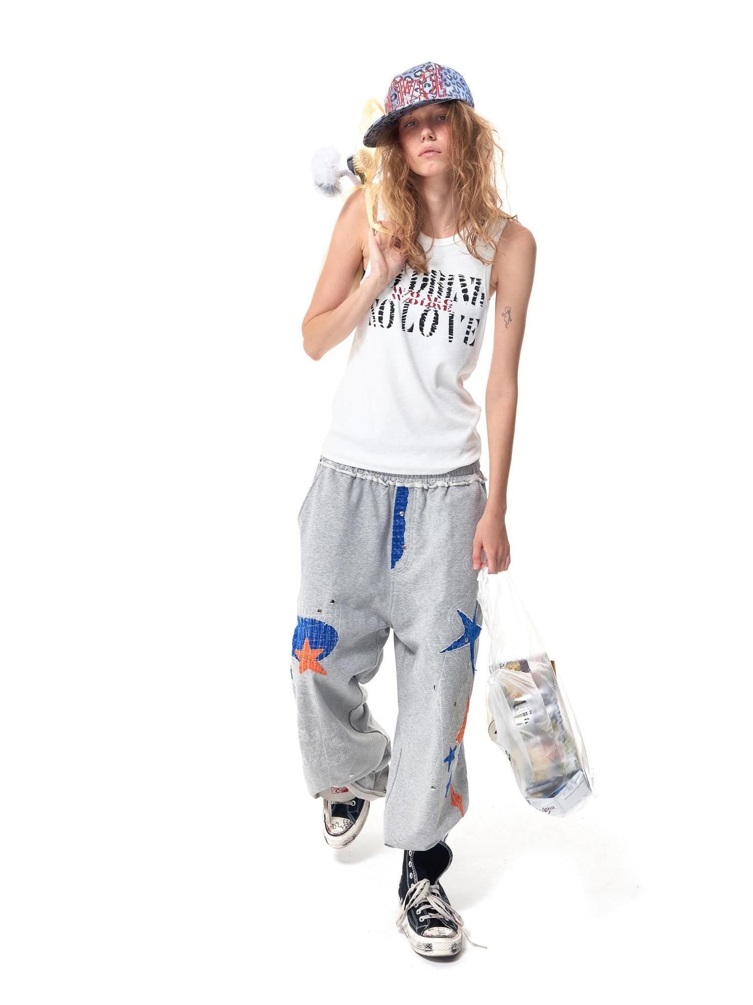 HAS2SONS Street Slim Fit Letter Print Women's Cotton Spandex Basic Tank Tops