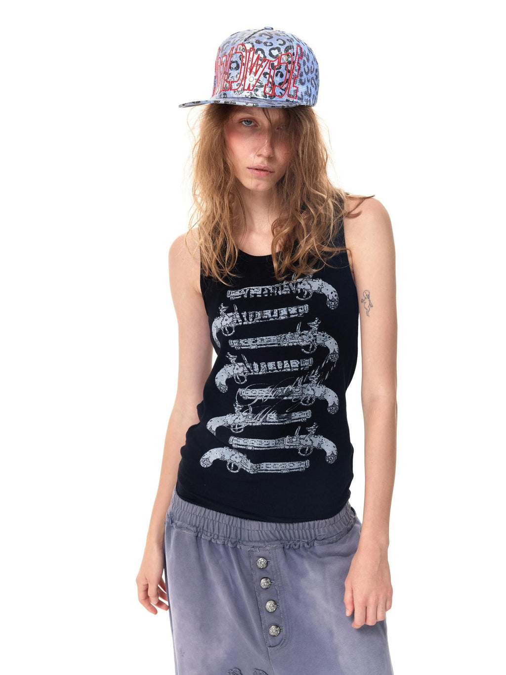 HAS2SONS Vintage Flintlock Print Women's Cotton Blend Basic Tank Tops