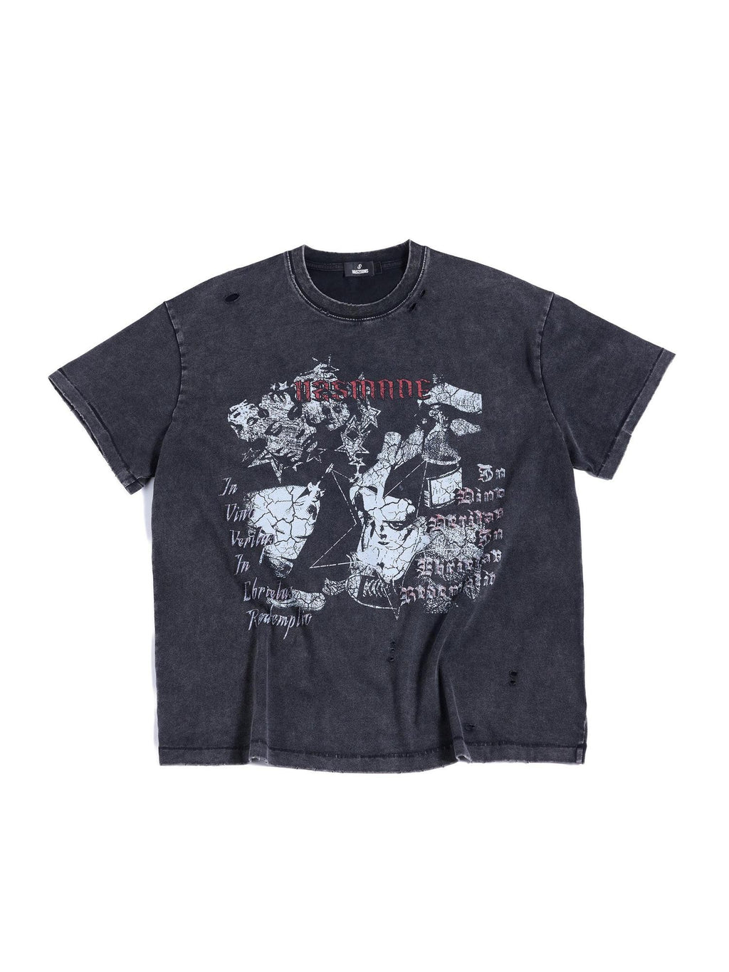 HAS2SONS Washed Distressed Digital Print Loose Women's Cotton Short Sleeve T-shirts