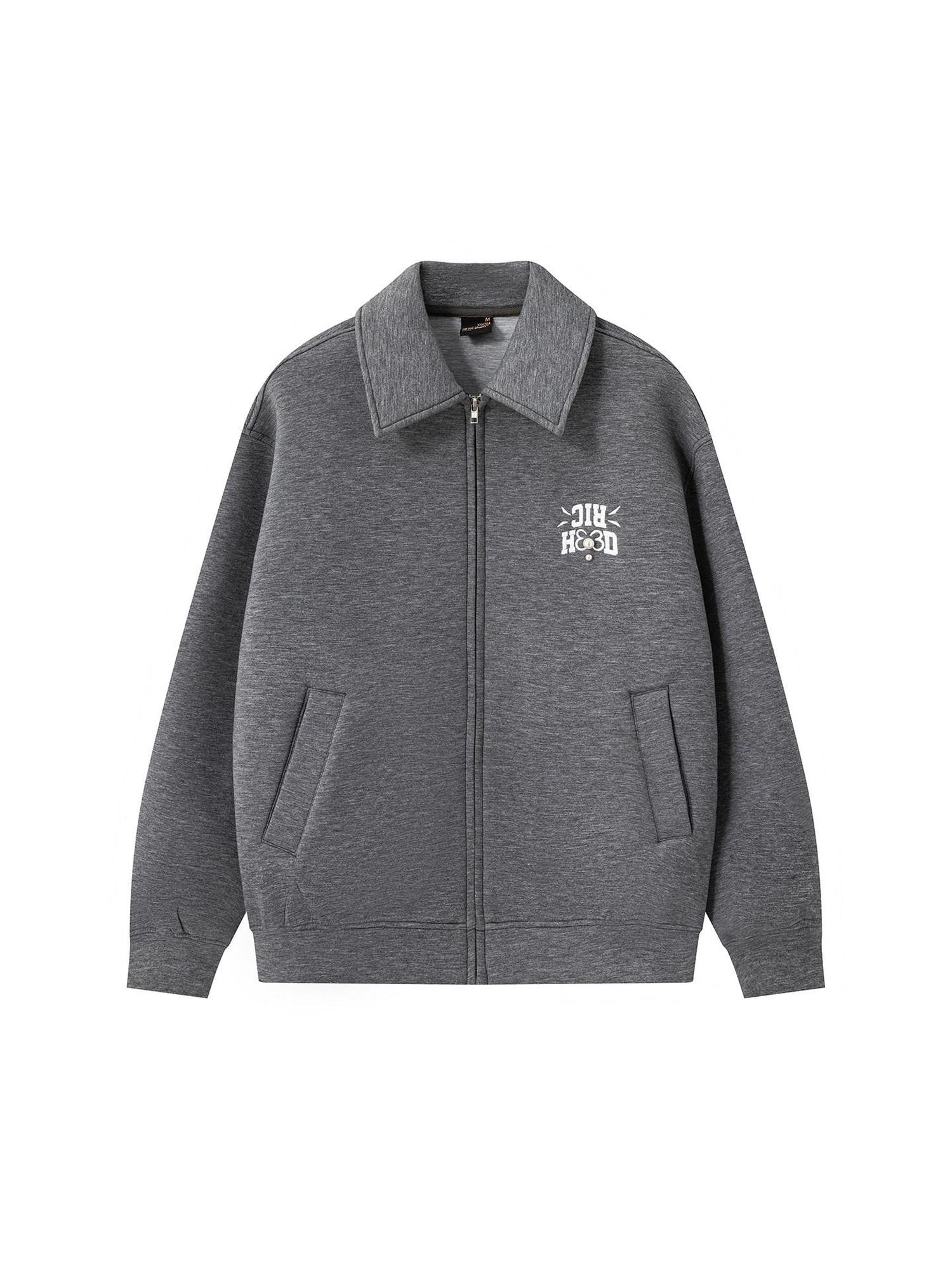 RickyisClown Air Layer Pearl Studded Turn Collar Men's Polyester Blend Coach Jackets