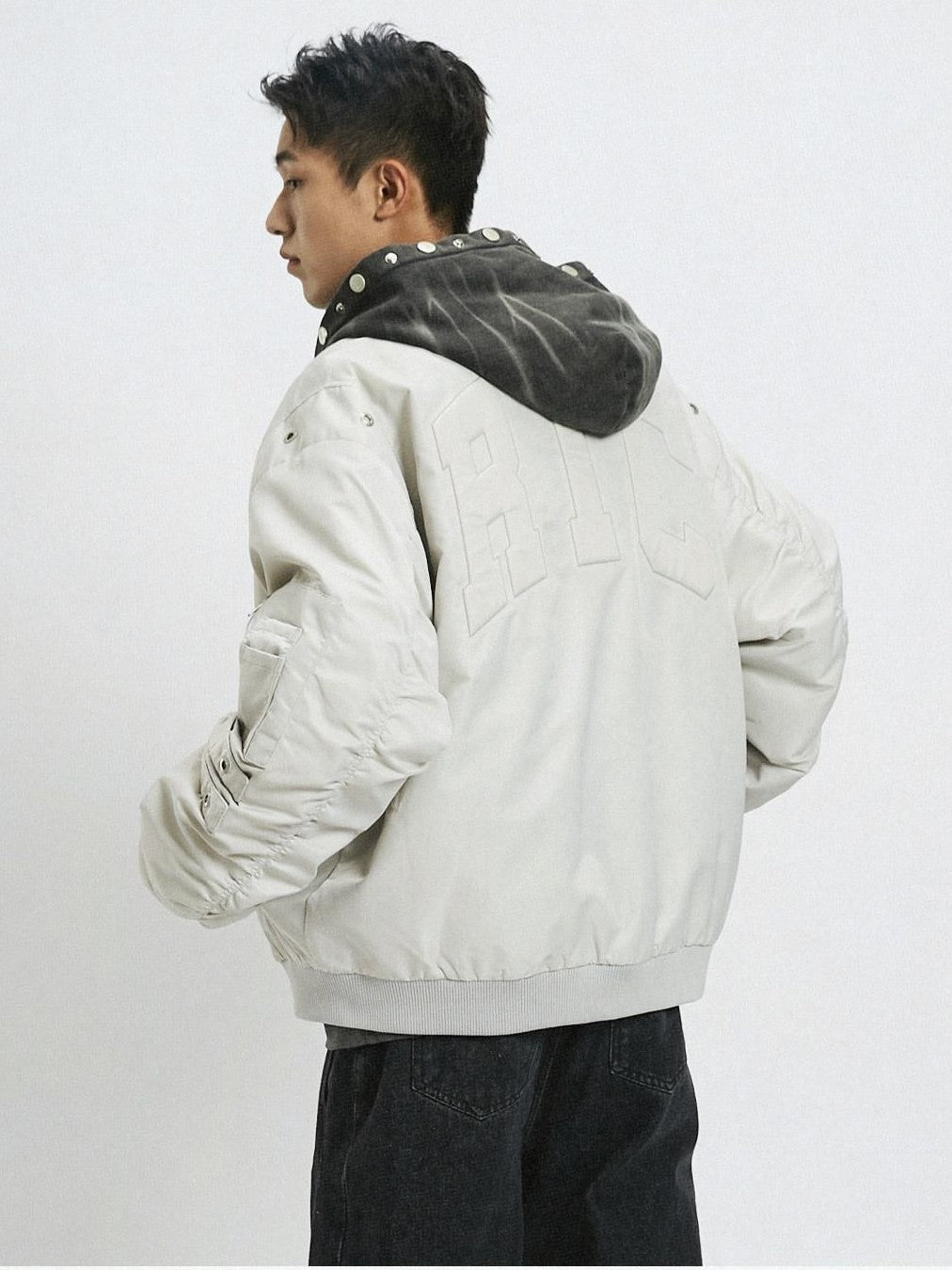RickyisClown American Casual Cutout Embroidered Ma1 Men's Cotton Puffer Jackets