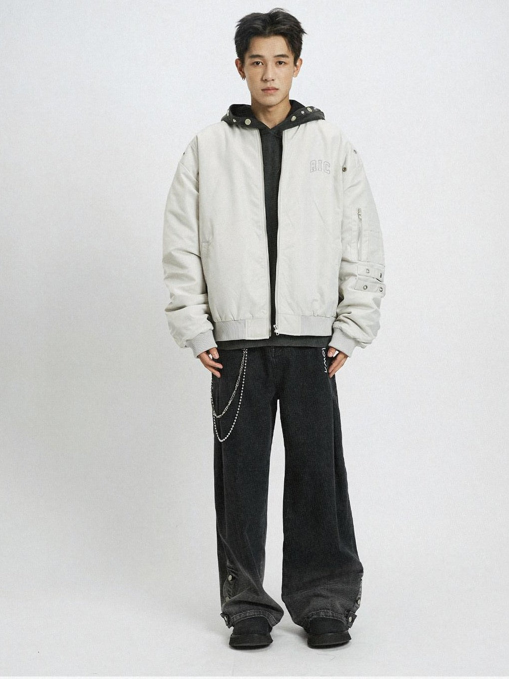RickyisClown American Casual Cutout Embroidered Ma1 Men's Cotton Puffer Jackets