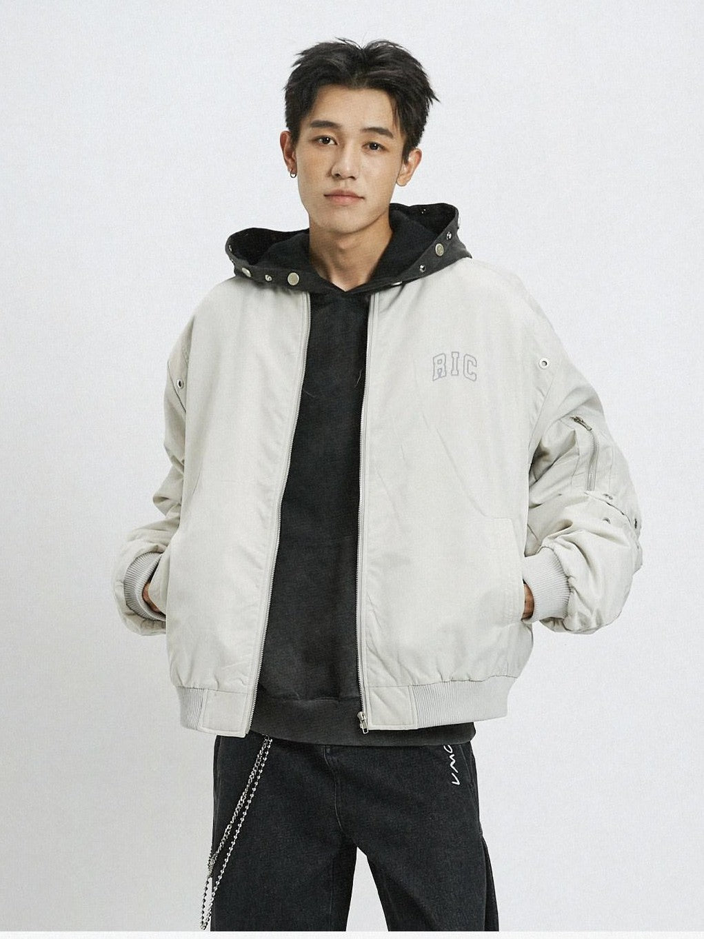 RickyisClown American Casual Cutout Embroidered Ma1 Men's Cotton Puffer Jackets