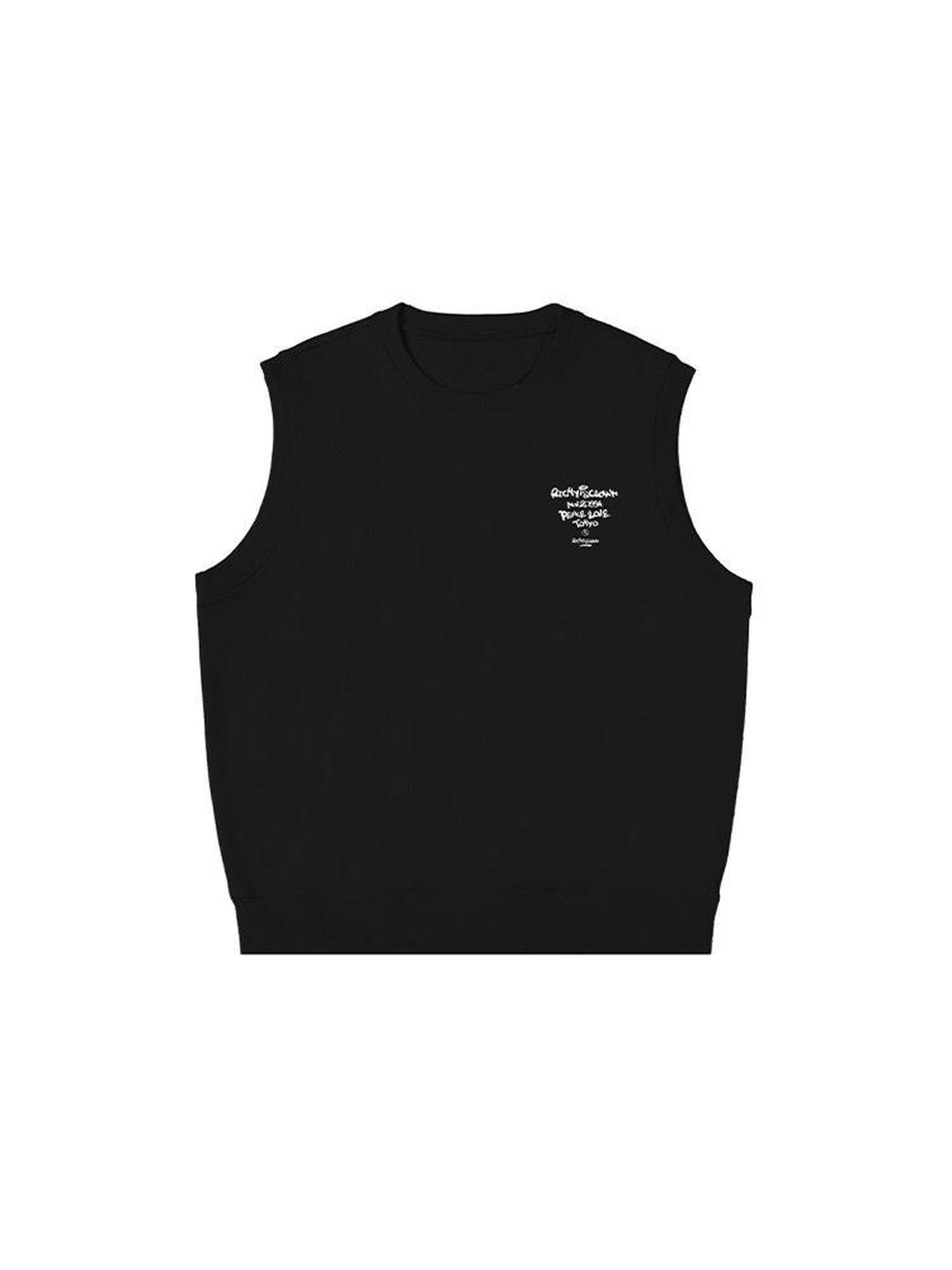 RickyisClown American Embroidered Knitted Men's Sleeveless Vest Basic Tank Tops
