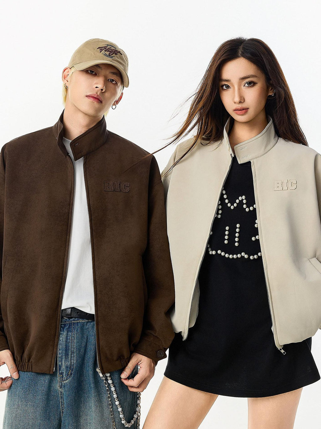 RickyisClown American Style Textured Loose Fit Couple Matching Men's Pu Leather Jackets