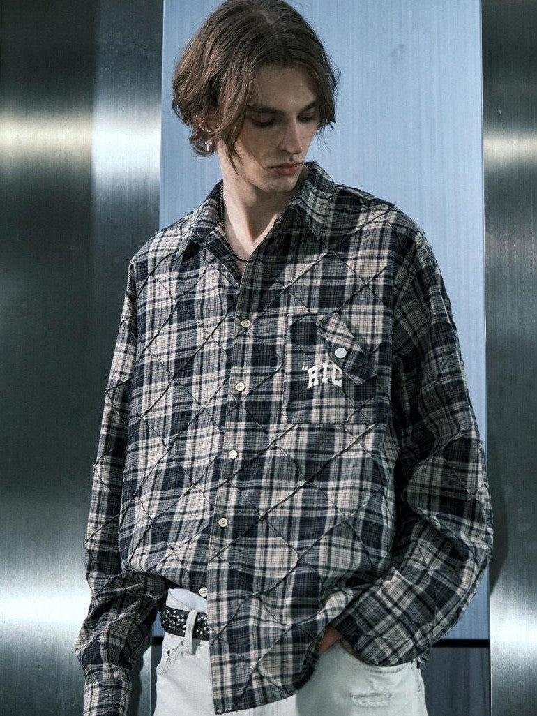 RickyisClown American Vintage Plaid Long Sleeve Men's Lightweight Shirt Jacket Casual Shirts