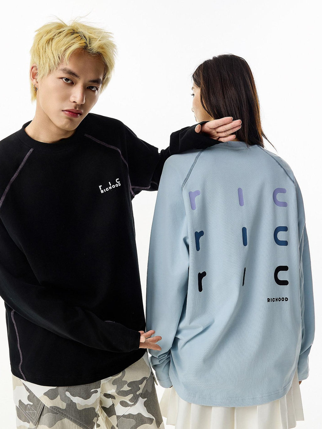 RickyisClown Basic American Loose Fit Couple Men's Cotton Long Sleeve T-shirts
