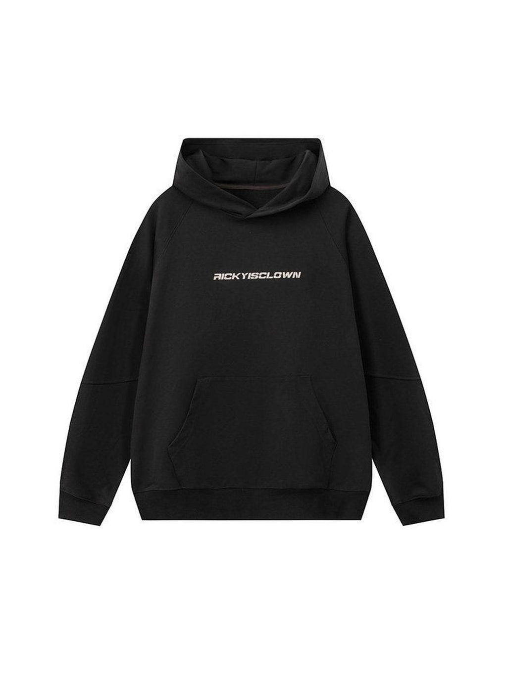 RickyisClown Black Casual Loose Raglan Hooded Basic Printed Men's Pullover Hoodies