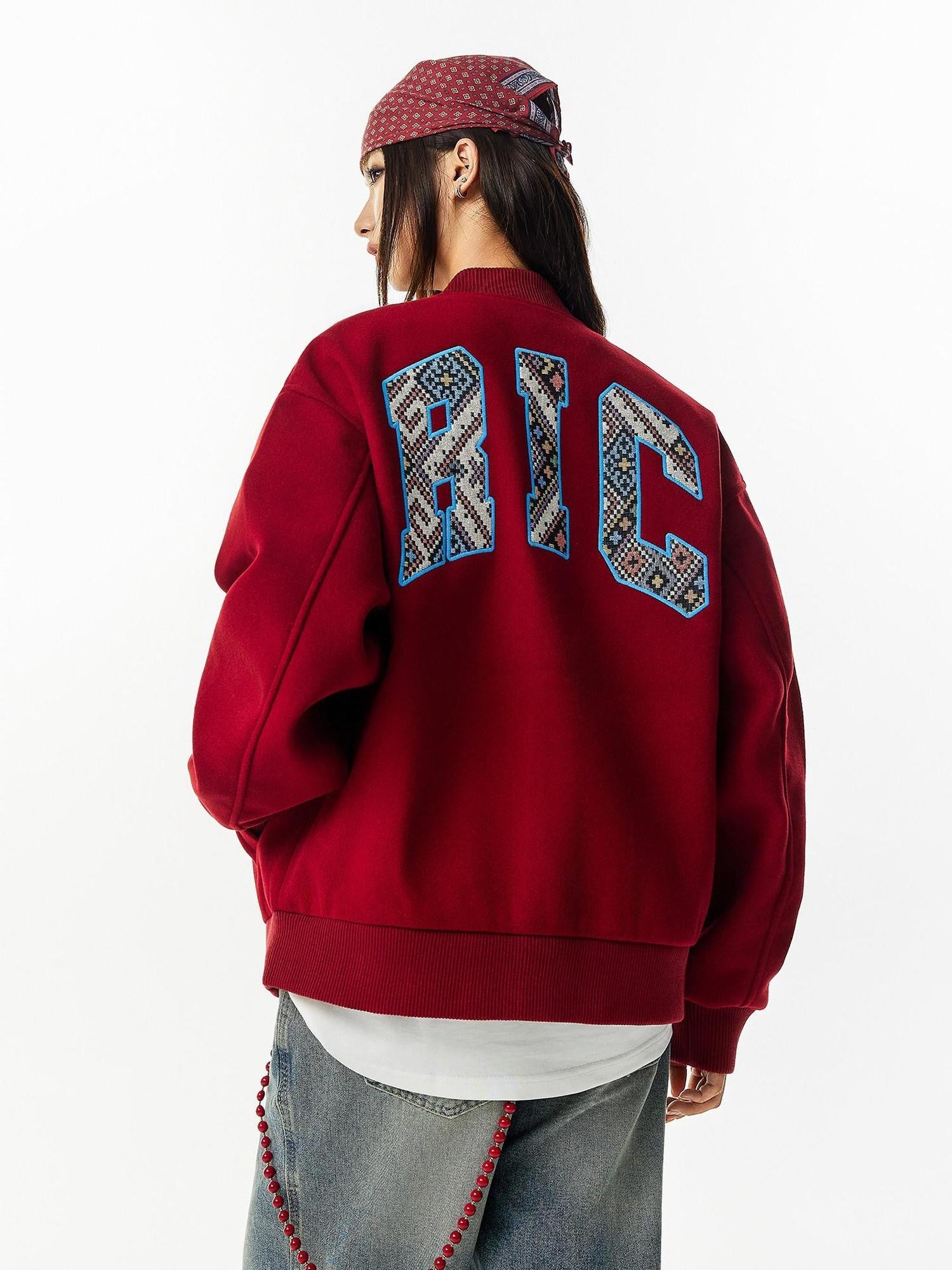 RickyisClown Black Ethnic American Baseball Loose Couple Oversized Men's Varsity Jackets