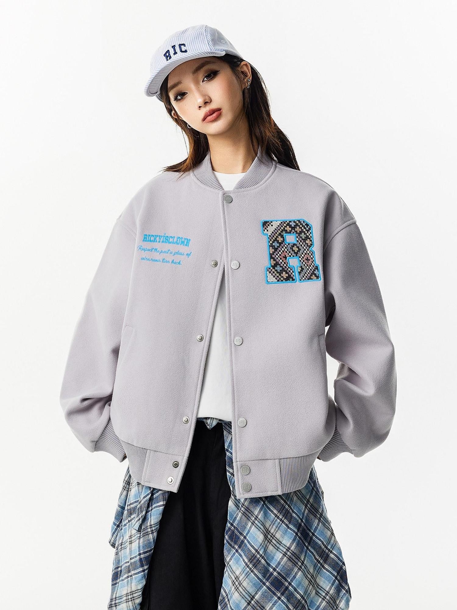 RickyisClown Black Ethnic American Baseball Loose Couple Oversized Men's Varsity Jackets