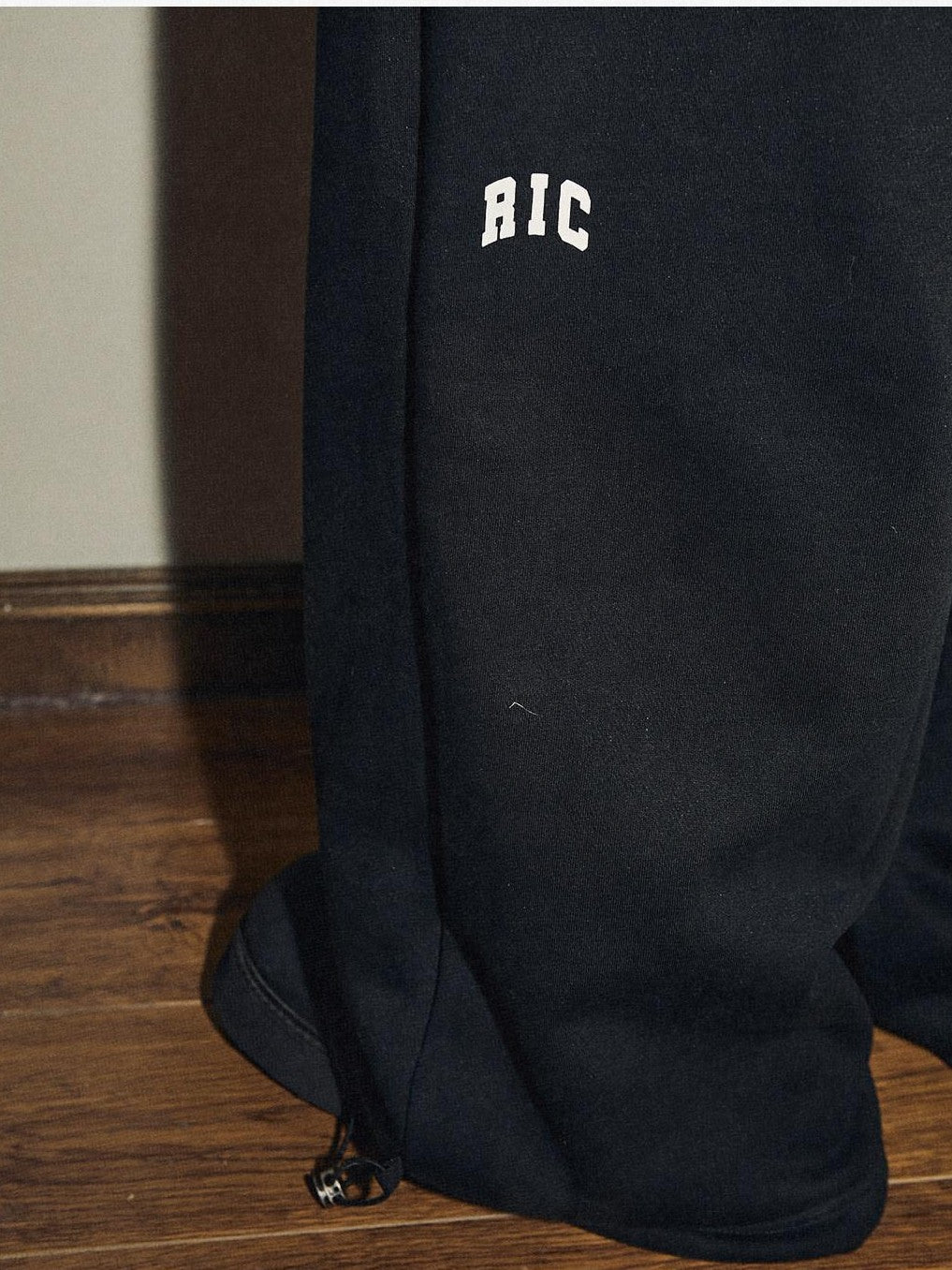 RickyisClown Black Gray Basic Logo Thick Street Men's Cotton Blend Sweatpants