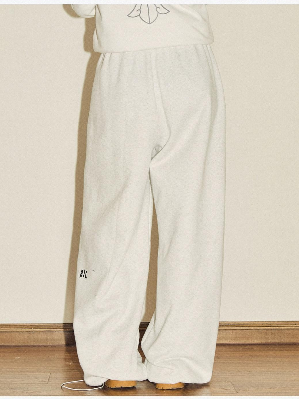 RickyisClown Black Gray Basic Logo Thick Street Men's Cotton Blend Sweatpants