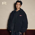RickyisClown_Black_Rubberized_Print_Stand_Collar_Men's_Polyester_Puffer_Jackets_MISSTT