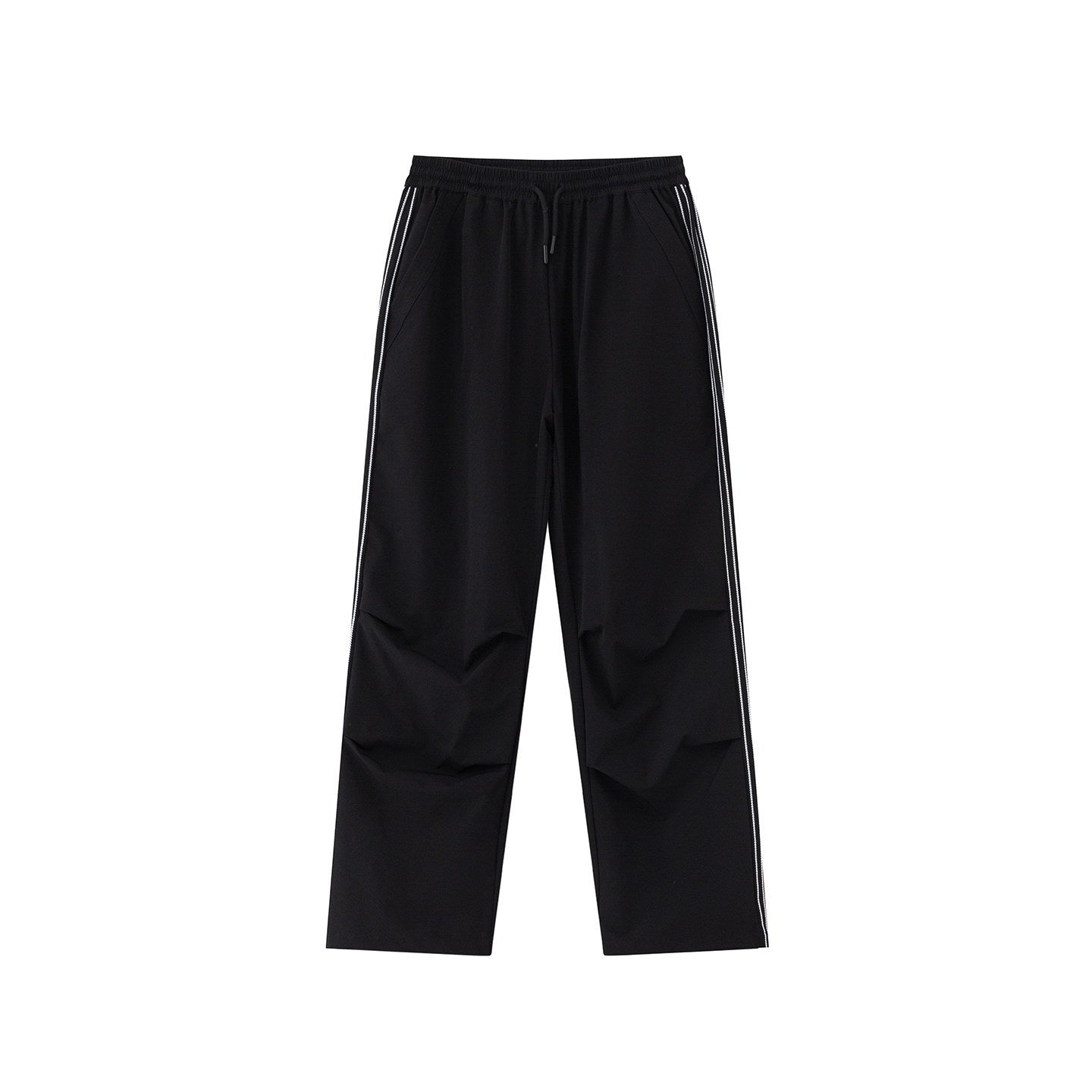 RickyisClown_Black_Sporty_Parachute_Loose_Men's_Nylon_Spandex_Straight-leg_Pants_MISSTT