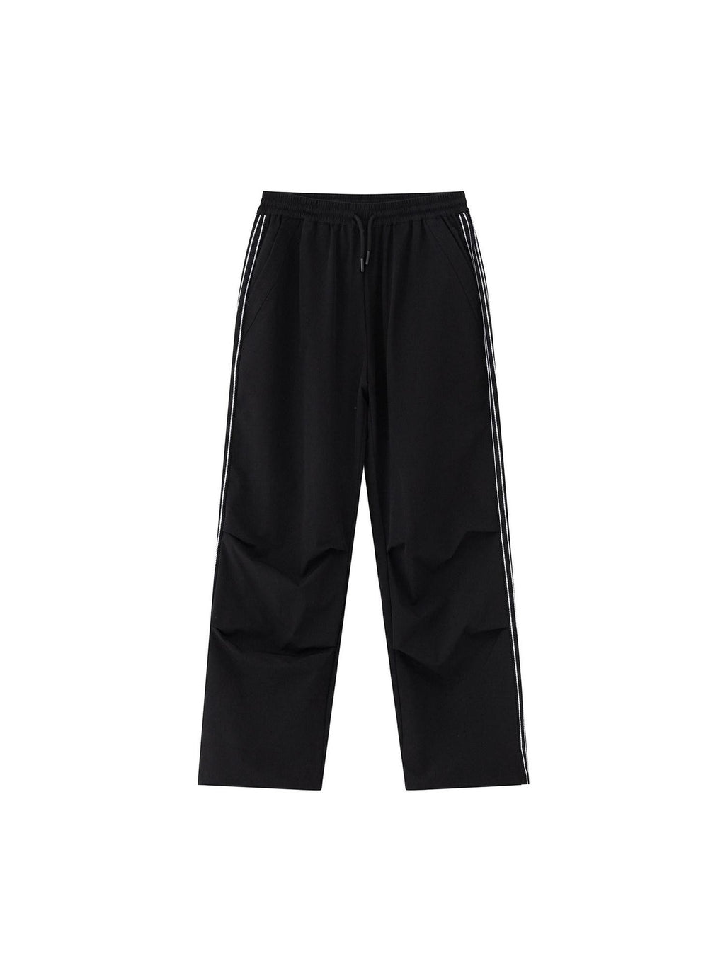 RickyisClown Black Sporty Parachute Loose Men's Nylon Spandex Straight-leg Pants