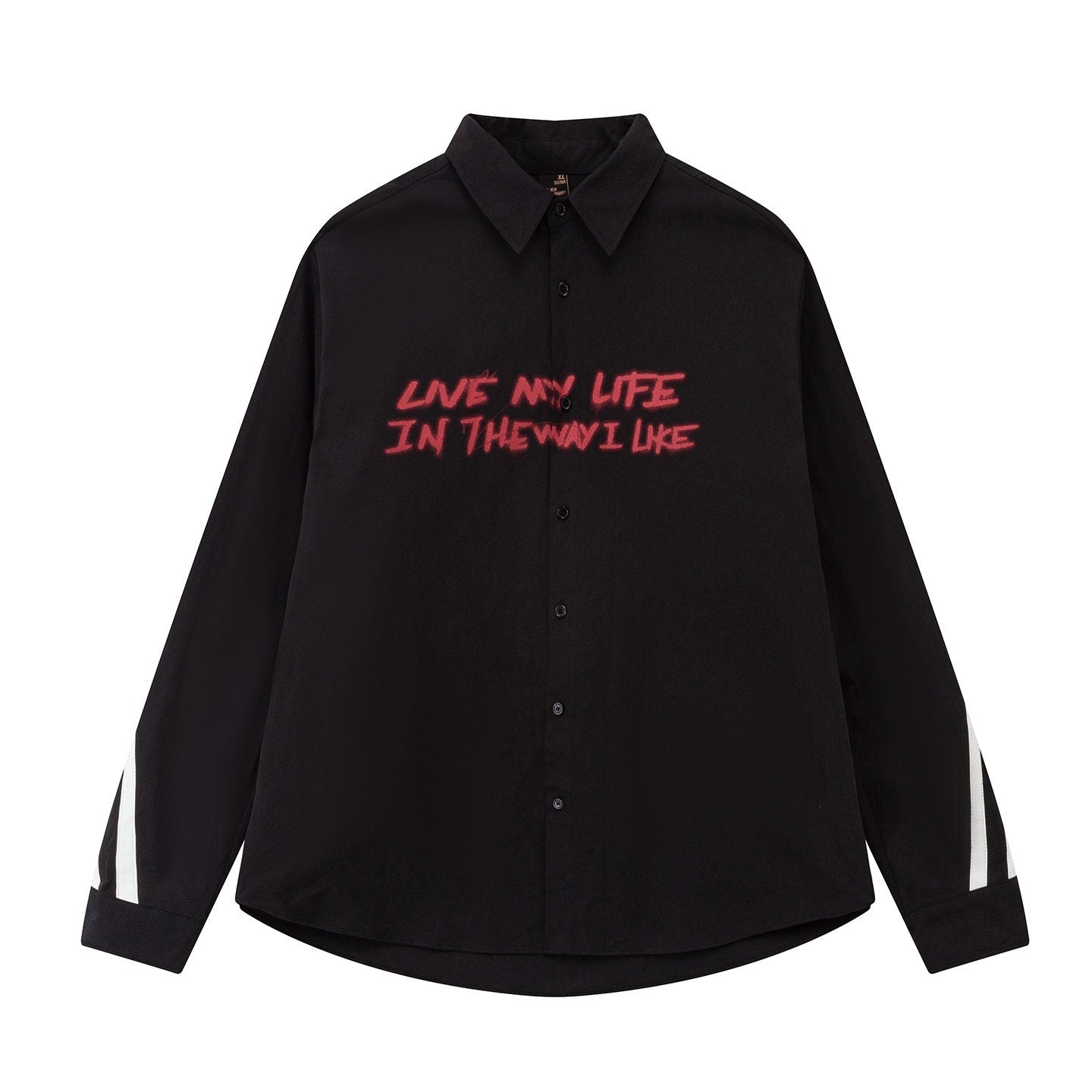 RickyisClown_Black_Tape_Trim_Long_Sleeve_American_High_Street_Men's_Casual_Shirts_MISSTT