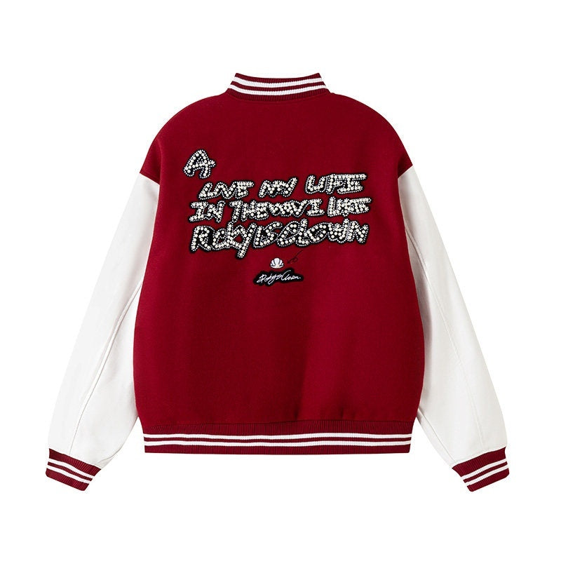 RickyisClown_Black_Vinyl_Pearl_Detail_Baseball_Collar_Men's_Polyester_Varsity_Jackets_MISSTT