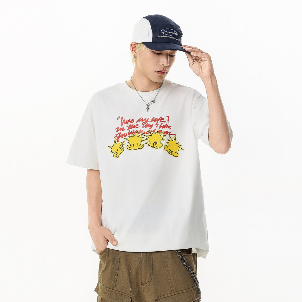 RickyisClown_Black_Vinyl_Pineapple_Cartoon_Print_Cooling_Men's_Cotton_Short_Sleeve_T-shirts_MISSTT