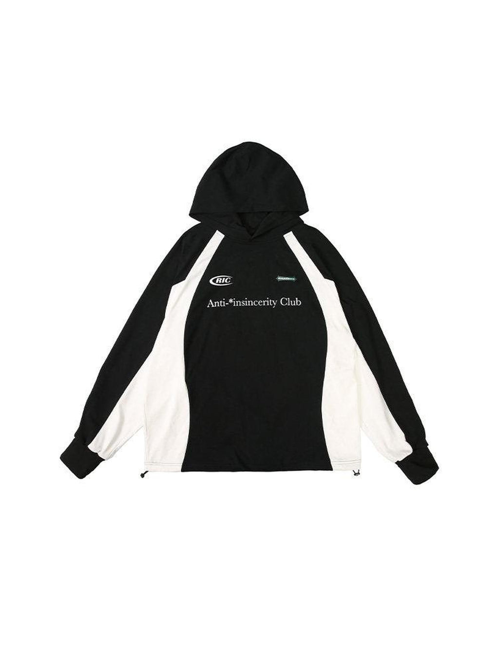RickyisClown Black White Blank Space Printed Raglan Men's Lycra Cotton Pullover Hoodies