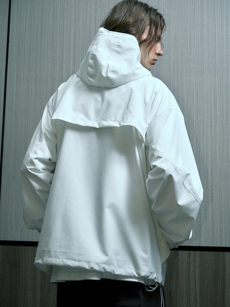 RickyisClown Black Windproof Water Repellent Durable Curved Sleeve Men's Hardshell Jackets
