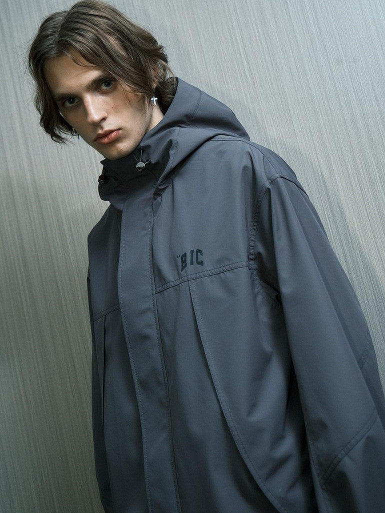 RickyisClown Black Windproof Water Repellent Durable Curved Sleeve Men's Hardshell Jackets