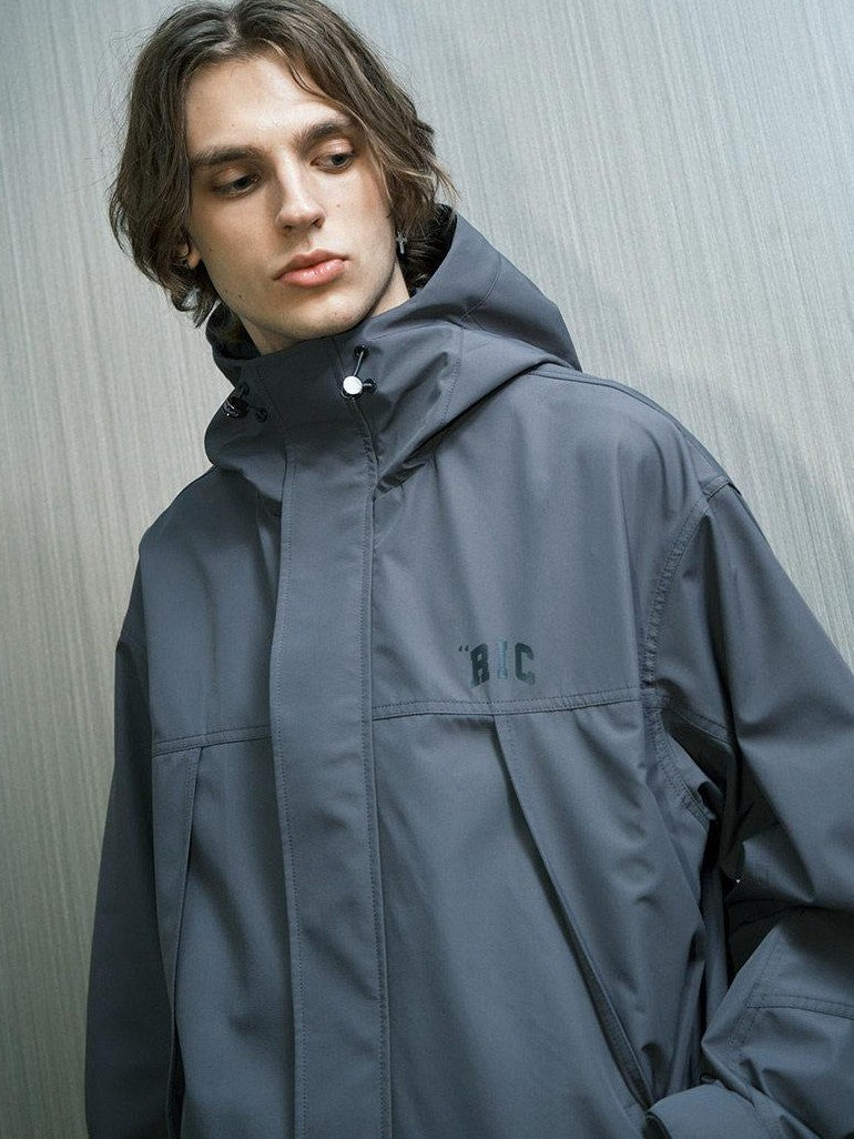 RickyisClown Black Windproof Water Repellent Durable Curved Sleeve Men's Hardshell Jackets