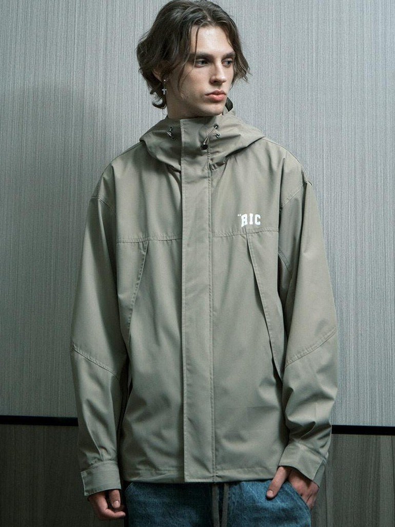 RickyisClown Black Windproof Water Repellent Durable Curved Sleeve Men's Hardshell Jackets