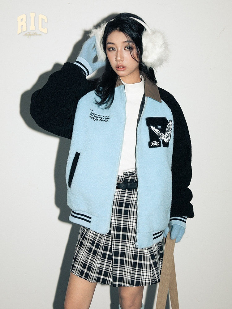 RickyisClown_Blue_Colorblock_Shearling_Lapel_Relaxed_Fit_Men's_Polyester_Baseball_Jerseys_MISSTT
