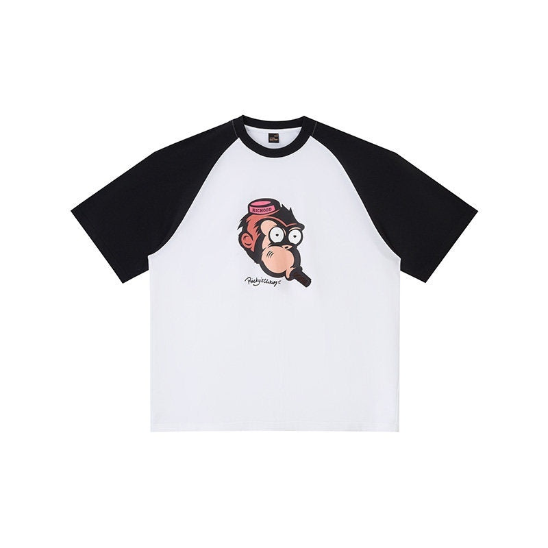 RickyisClown_Bold_Graphic_Cigar_Ape_Print_Couple_Matching_Men's_Short_Sleeve_T-shirts_MISSTT