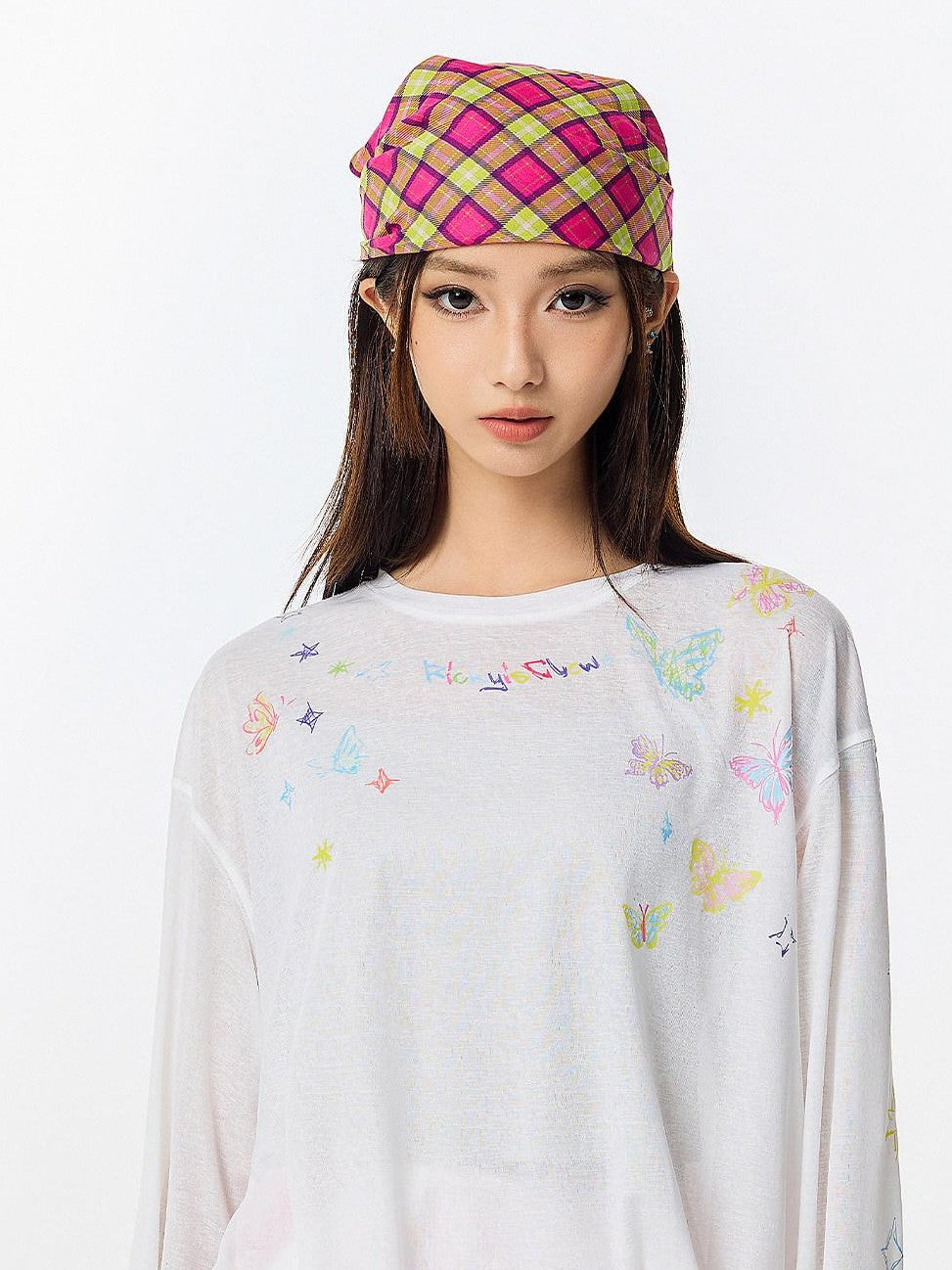 RickyisClown Butterfly Oil Painting Breathable Thin Loose Men's Long Sleeve T-shirts