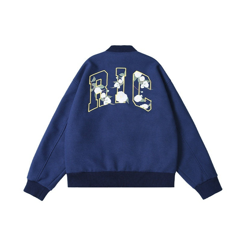 RickyisClown_Camellia_Floral_Embroidered_Detailed_Men's_Wool_Blend_Polyester_Baseball_Jerseys_MISSTT