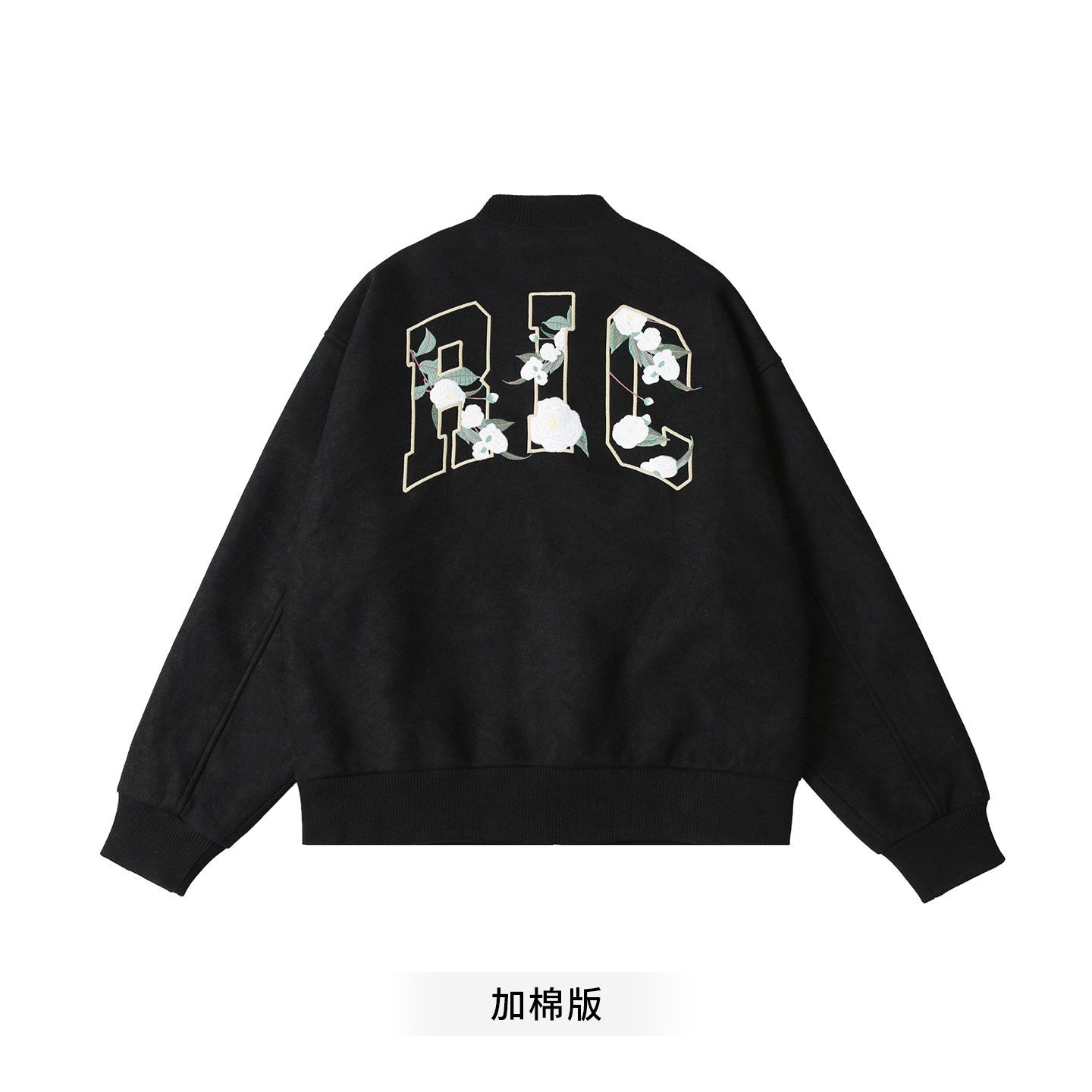RickyisClown_Camellia_Floral_Embroidered_Detailed_Men's_Wool_Blend_Polyester_Baseball_Jerseys_MISSTT