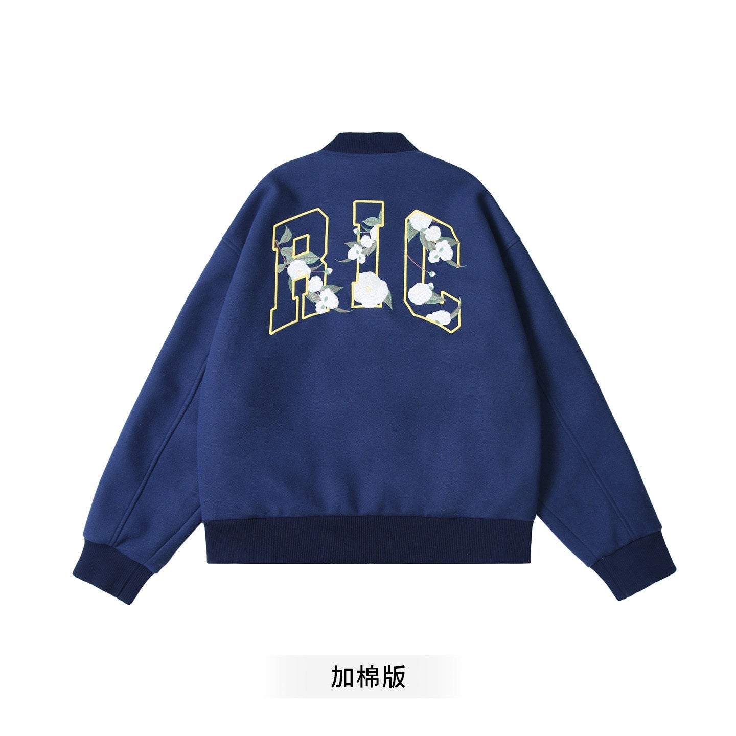 RickyisClown_Camellia_Floral_Embroidered_Detailed_Men's_Wool_Blend_Polyester_Baseball_Jerseys_MISSTT