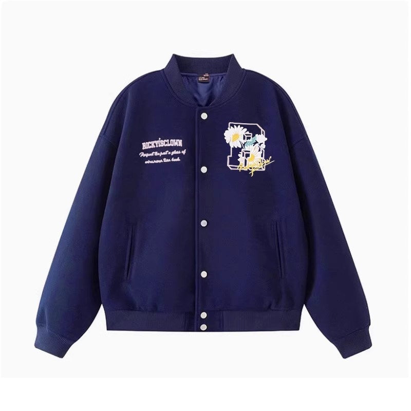 RickyisClown_Camellia_Floral_Embroidered_Detailed_Men's_Wool_Blend_Polyester_Baseball_Jerseys_MISSTT