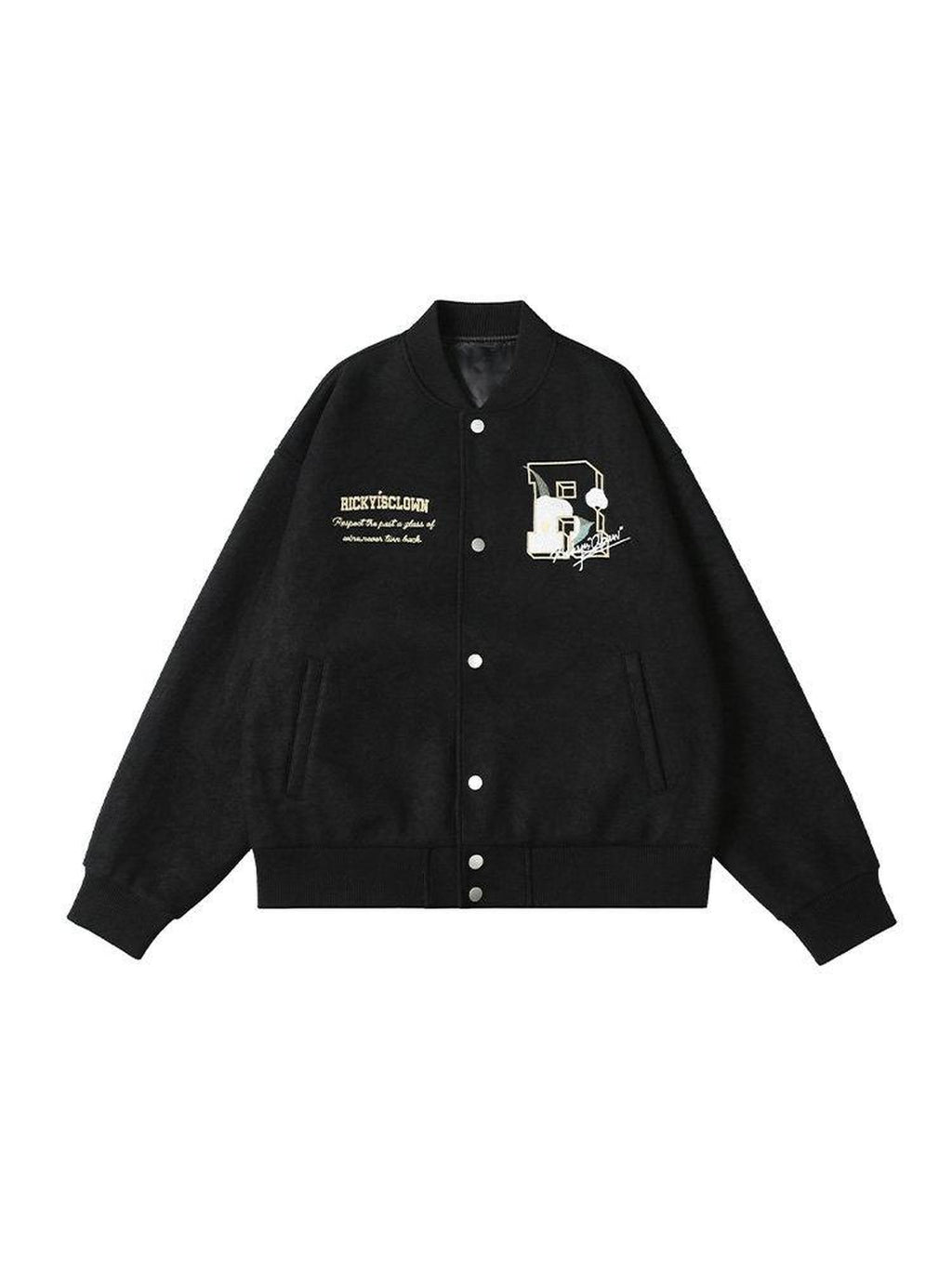 RickyisClown Camellia Floral Embroidered Detailed Men's Wool Blend Polyester Baseball Jerseys
