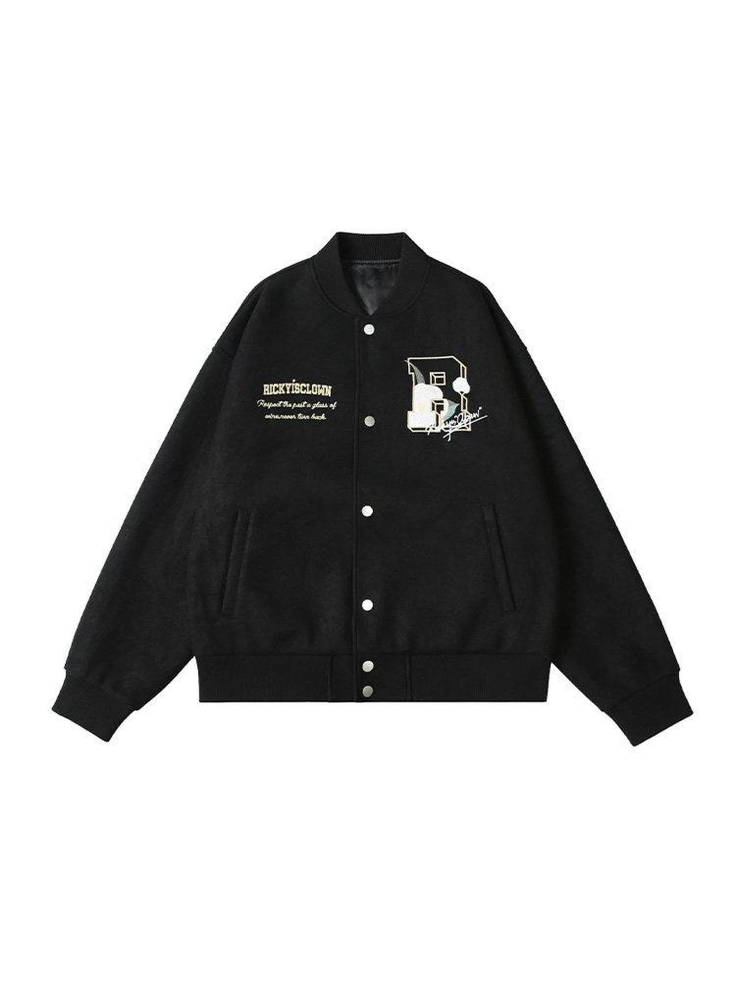 RickyisClown Camellia Floral Embroidered Detailed Men's Wool Blend Polyester Baseball Jerseys