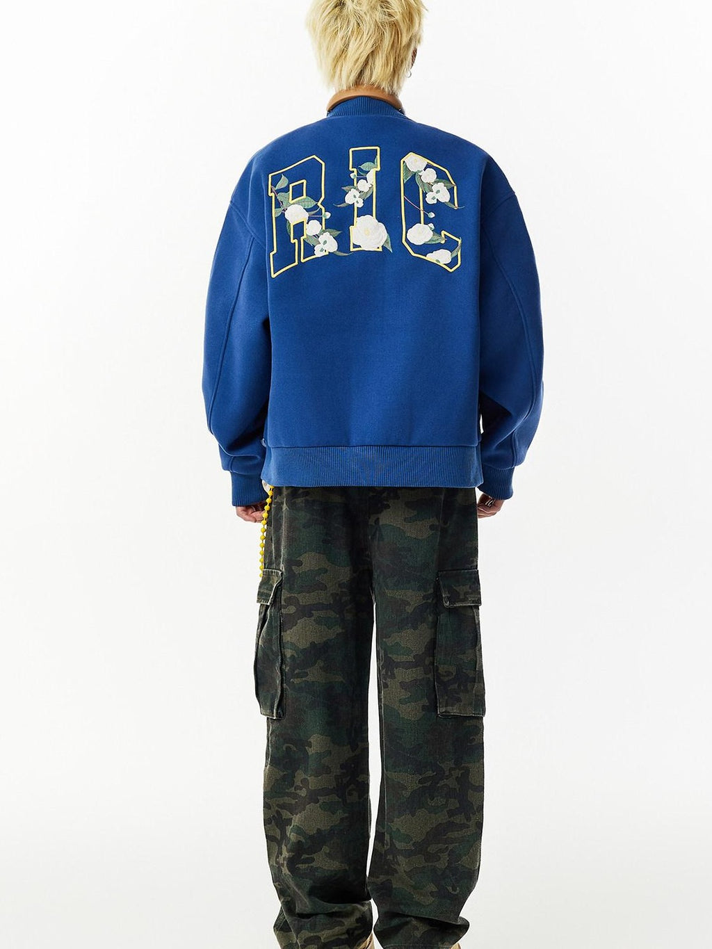 RickyisClown Camellia Floral Embroidered Detailed Men's Wool Blend Polyester Baseball Jerseys