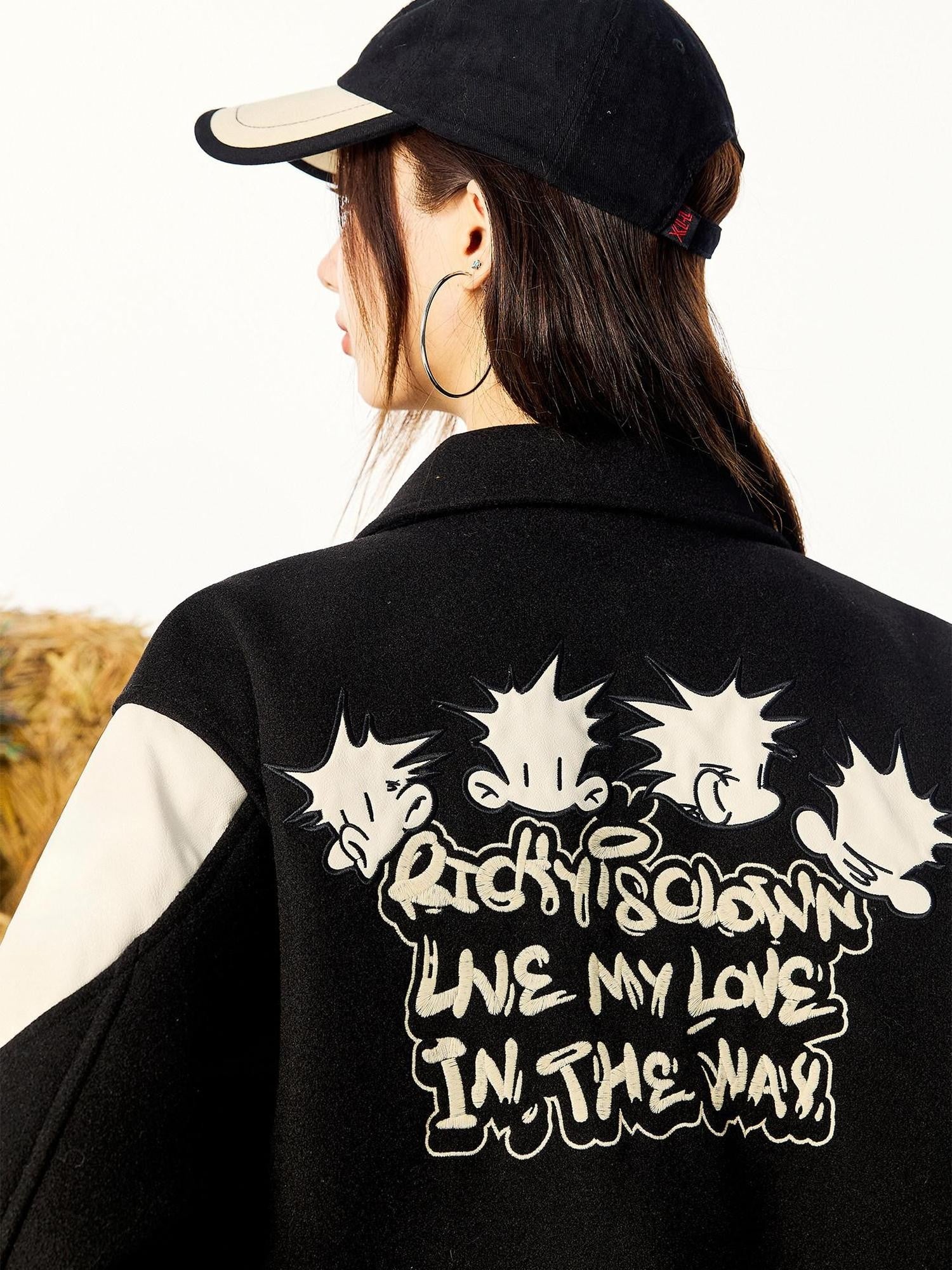 RickyisClown Cartoon Applique Embroidered Ribbed Hem Men's Polyester Baseball Jerseys