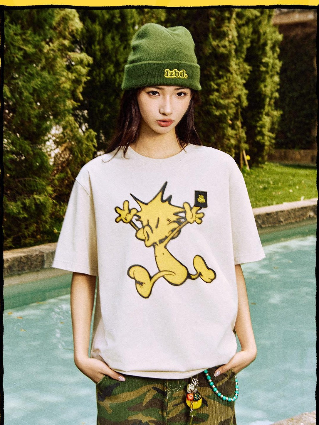 RickyisClown Cartoon Pineapple Head Letter Print Men's Cotton Blend Short Sleeve T-shirts