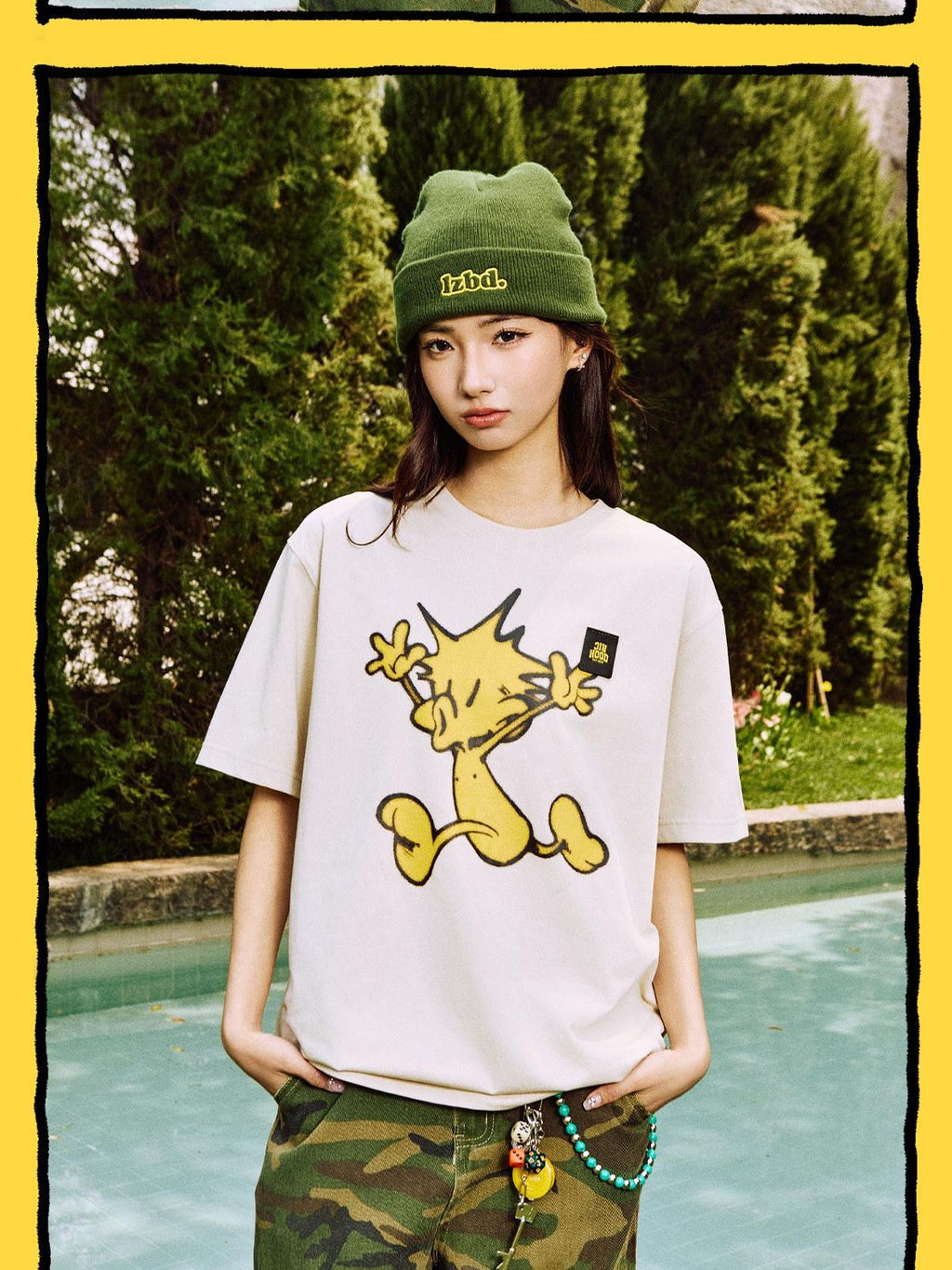 RickyisClown Cartoon Pineapple Head Letter Print Men's Cotton Blend Short Sleeve T-shirts