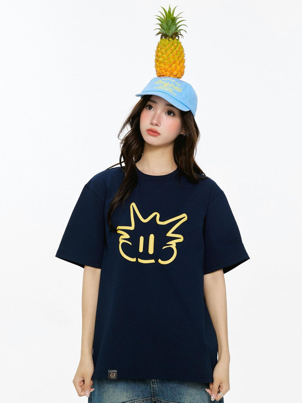 RickyisClown Cartoon Print Loose Fit Crew Neck Men's Cotton Short Sleeve T-shirts