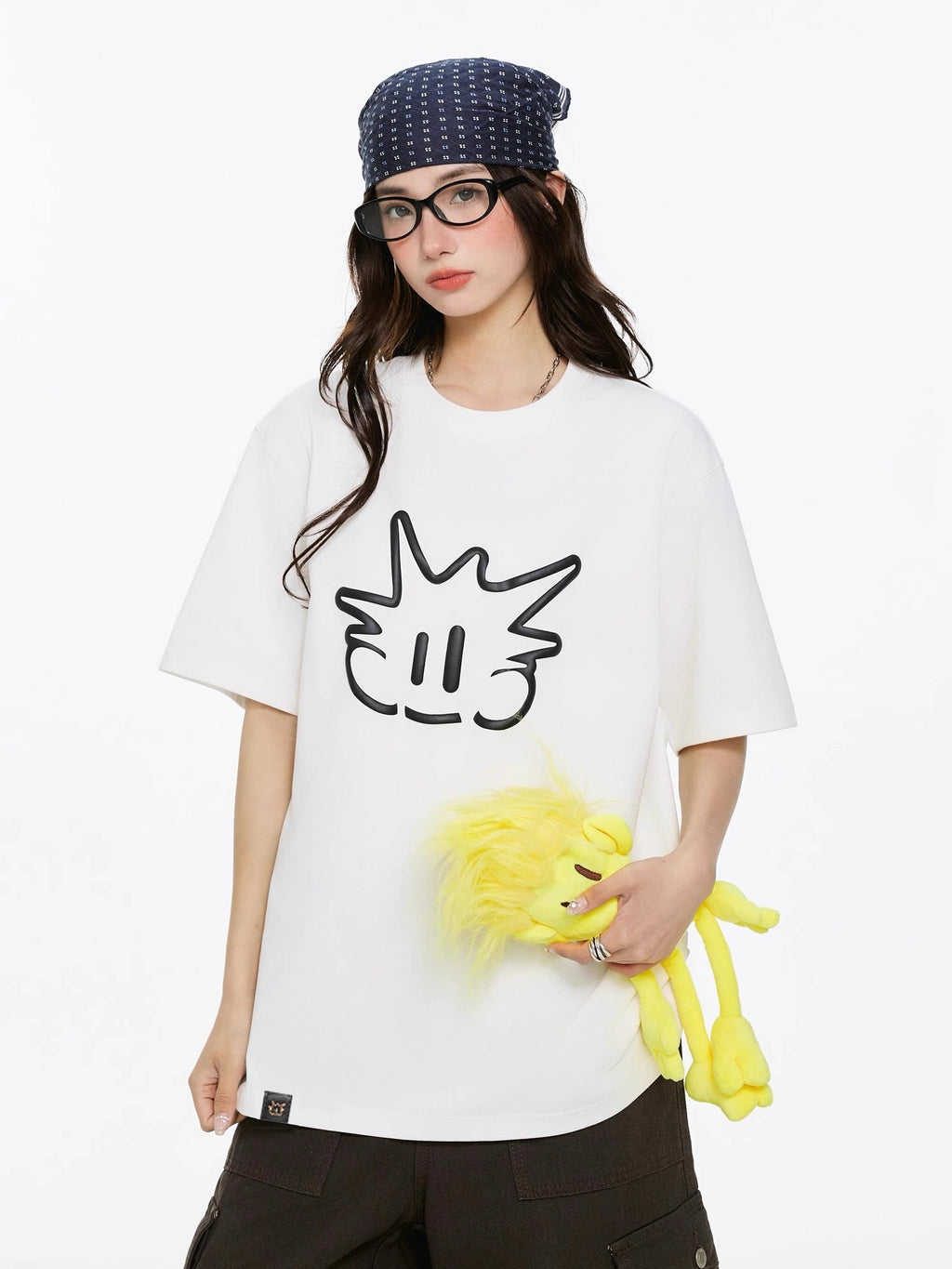 RickyisClown Cartoon Print Loose Fit Crew Neck Men's Cotton Short Sleeve T-shirts