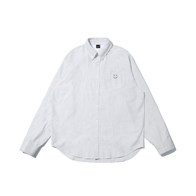 RickyisClown_Clown_Face_Striped_Oversized_Long_Sleeve_Men's_Casual_Shirts_MISSTT