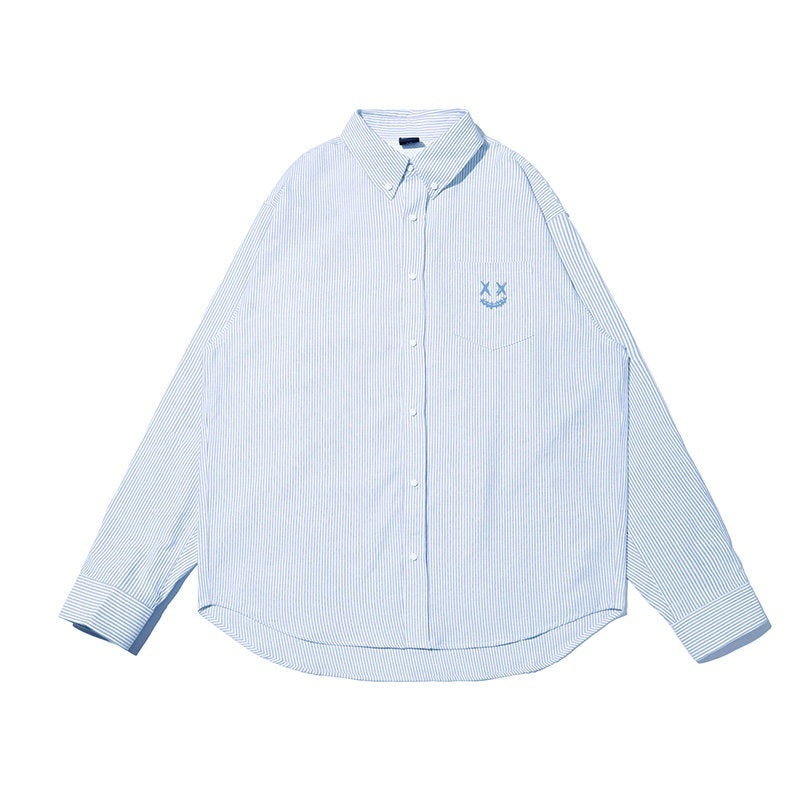 RickyisClown_Clown_Face_Striped_Oversized_Long_Sleeve_Men's_Casual_Shirts_MISSTT