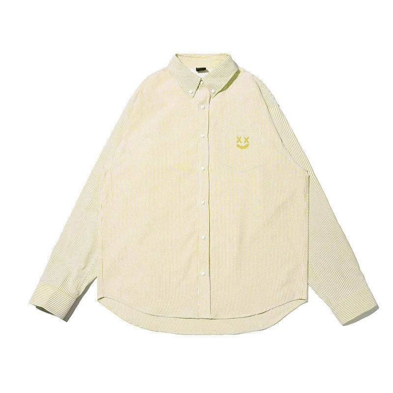 RickyisClown_Clown_Face_Striped_Oversized_Long_Sleeve_Men's_Casual_Shirts_MISSTT