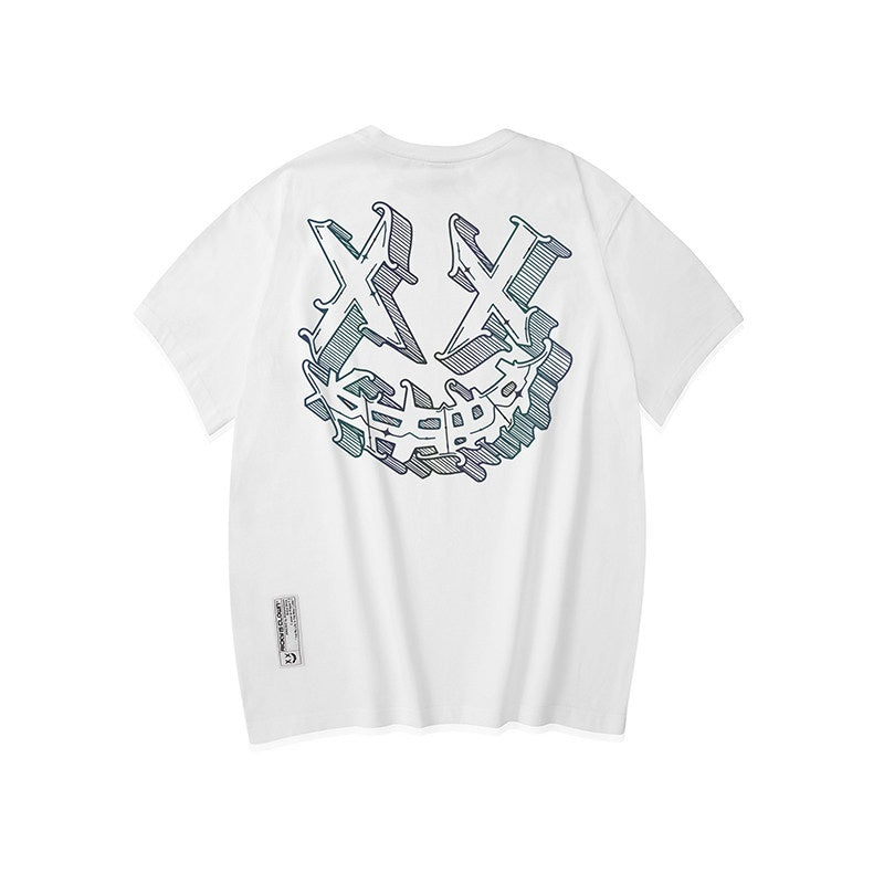 RickyisClown_Clown_Gothic_Ripped_Smile_Laser_Print_Men's_Cotton_Short_Sleeve_T-shirts_MISSTT