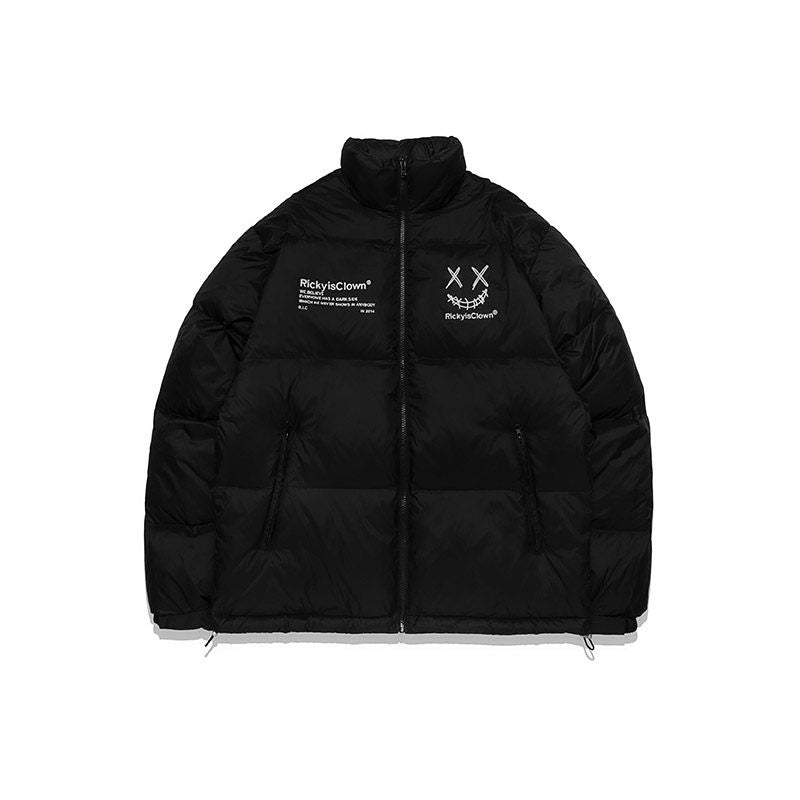 RickyisClown_Clown_Handwritten_3d_Embroidered_Loose_Fit_Men's_Puffer_Down_Jackets_MISSTT