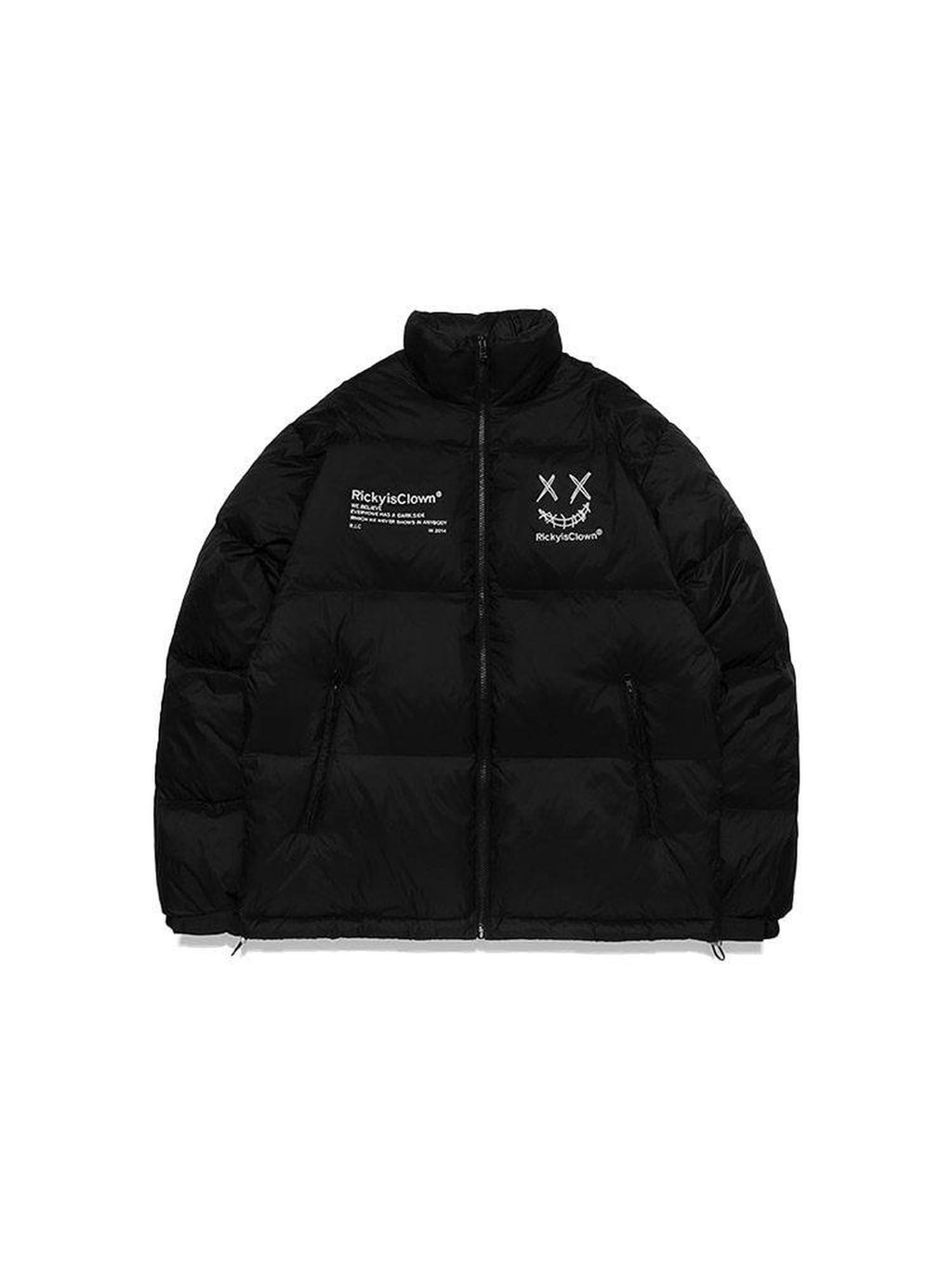 RickyisClown Clown Handwritten 3d Embroidered Loose Fit Men's Puffer Down Jackets