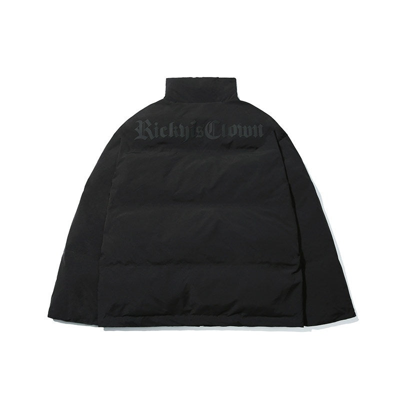 RickyisClown_Clown_Minimalist_Gothic_Font_Print_Men's_Cotton_Puffer_Jackets_MISSTT