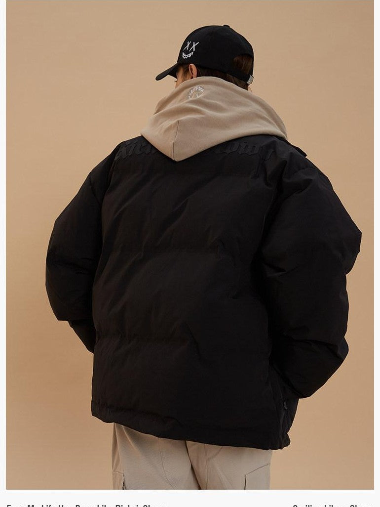 RickyisClown Clown Minimalist Gothic Font Print Men's Cotton Puffer Jackets